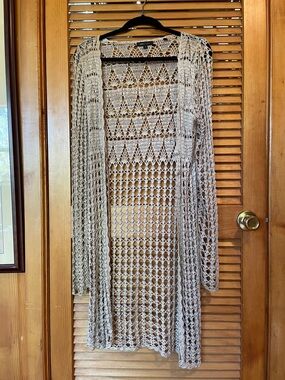 BCBG Maxazria crochet long cardigan
